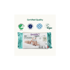 Bambo Nature Wet Wipes, Newborn Essentials, Eco-Labelled Baby Wipes, Gentle & Soft Wipes, Moisturising & Skin-Friendly Wet Wipes For On The Go, Sustainable Baby Essentials For Newborn - 80 Wipes