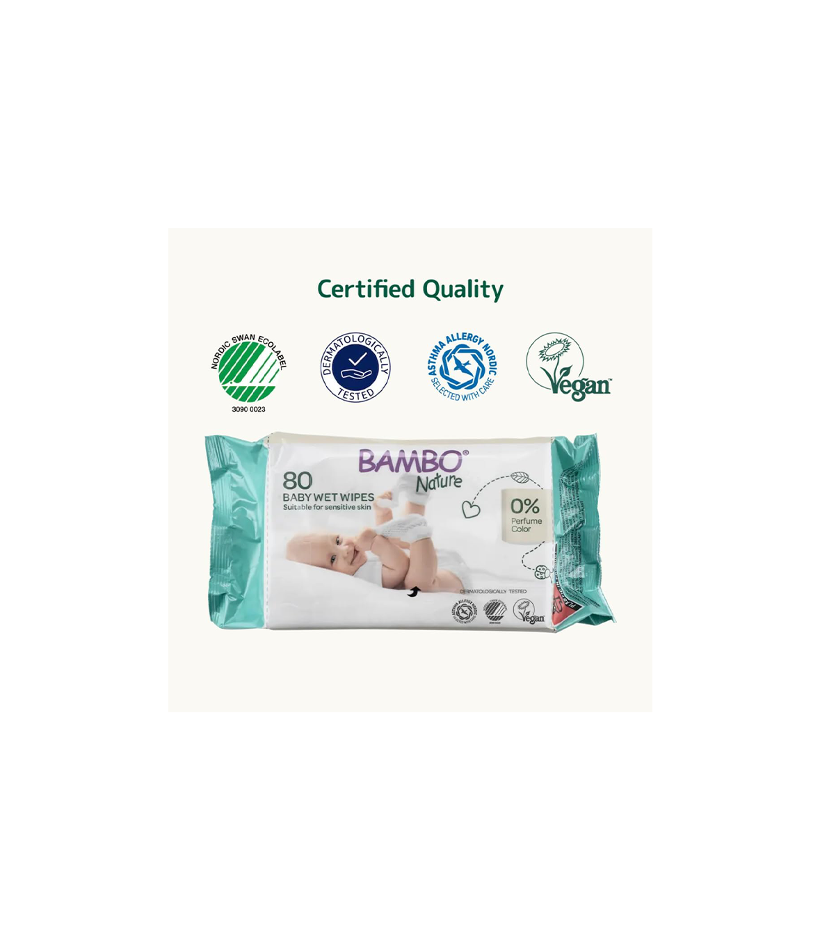 Bambo Nature Wet Wipes, Newborn Essentials, Eco-Labelled Baby Wipes, Gentle & Soft Wipes, Moisturising & Skin-Friendly Wet Wipes For On The Go, Sustainable Baby Essentials For Newborn - 80 Wipes