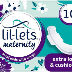 Lil-Lets Maternity Maxi Sanitory Pads With Wings - Perfect for 0-3 Weeks Post Birth - Wide Shaped Back - Super Soft - Extra Long and Cushioned - Skin Friendly - Leak Protection - 10 units - iHealthcare