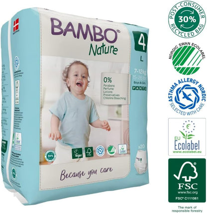 Size 4 / L Premium Training Pants, Pull Ups, Eco-Labelled Potty Training Pants, Training Nappy Pants, Secure & Comfortable, Discreet Pants For Active Day & Comfy Night's Sleep - 20PK