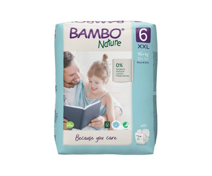 Bambo Nature Premium Eco Nappies, Size 6 (+16kg), XXL, 120PK, Eco-Labelled Sustainable Nappy, Enhanced Leakage Protection, Secure and Comfortable Baby Nappies