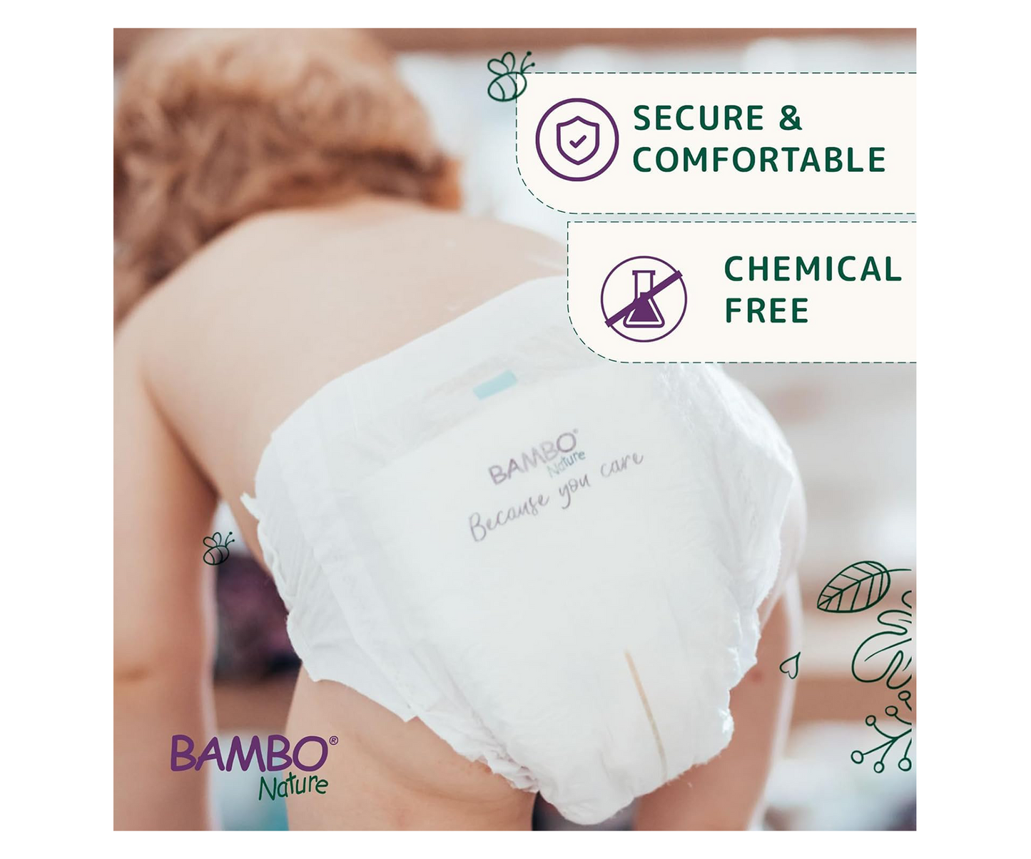 Bambo Nature Premium Eco Nappies – Size 2 Mini (3–6 kg / 7–13 lb), 180-Pack