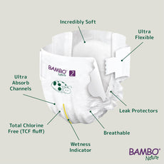 Size 2 Nappies Premium Eco Nappies, Eco-Labelled Sustainable Nappies, Enhanced Leakage Protection, Secure & Comfortable Baby Nappies, Secure & Comfortable - (7-13lb/3-6kg), Mini, 30PK