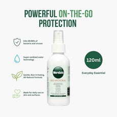 Microsafe Antimicrobial Spray 120ml – Alcohol-Free Disinfectant for Hands, Face & Surfaces | Kills Bacteria & Viruses in 30 Seconds | Natural, Non-Toxic, No Smell, No Stickiness | Super-Oxidized Water