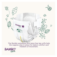 Bambo Nature Premium Eco Nappies – Size 2 Mini (3–6 kg / 7–13 lb), 180-Pack