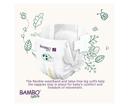 Bambo Nature Premium Eco Nappies – Size 2 Mini (3–6 kg / 7–13 lb), 180-Pack