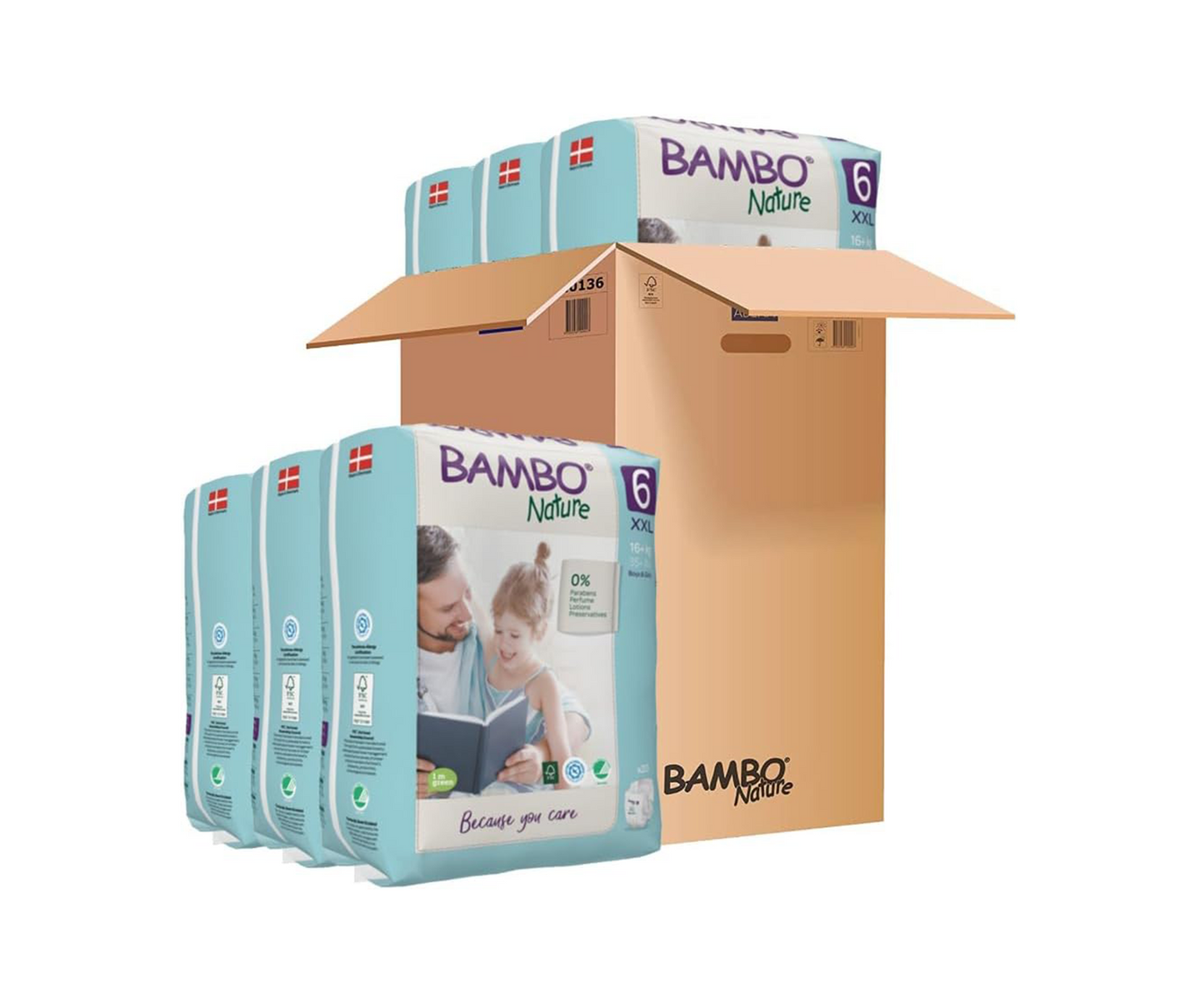 Bambo Nature Premium Eco Nappies, Size 6 (+16kg), XXL, 120PK, Eco-Labelled Sustainable Nappy, Enhanced Leakage Protection, Secure and Comfortable Baby Nappies