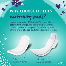 Lil-Lets Maternity Maxi Sanitory Pads With Wings - Perfect for 0-3 Weeks Post Birth - Wide Shaped Back - Super Soft - Extra Long and Cushioned - Skin Friendly - Leak Protection - 10 units - iHealthcare