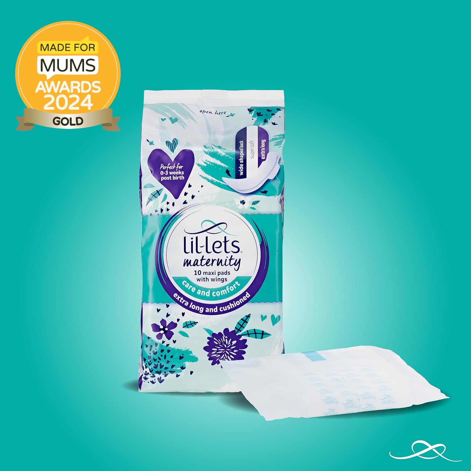 Lil-Lets Maternity Maxi Sanitory Pads With Wings - Perfect for 0-3 Weeks Post Birth - Wide Shaped Back - Super Soft - Extra Long and Cushioned - Skin Friendly - Leak Protection - 10 units - iHealthcare