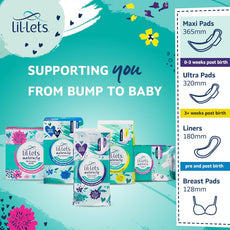 Lil-Lets Maternity Maxi Sanitory Pads With Wings - Perfect for 0-3 Weeks Post Birth - Wide Shaped Back - Super Soft - Extra Long and Cushioned - Skin Friendly - Leak Protection - 10 units - iHealthcare