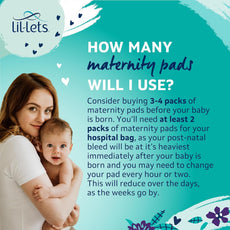 Lil-Lets Maternity Maxi Sanitory Pads With Wings - Perfect for 0-3 Weeks Post Birth - Wide Shaped Back - Super Soft - Extra Long and Cushioned - Skin Friendly - Leak Protection - 10 units - iHealthcare