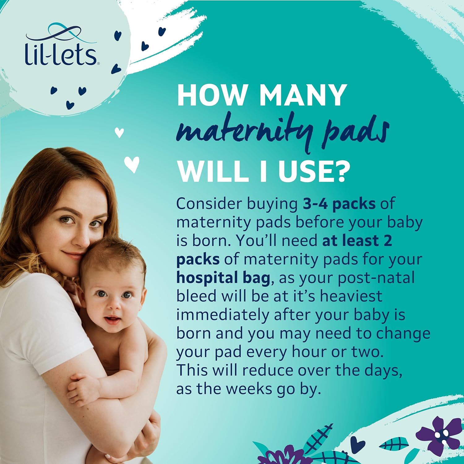 Lil-Lets Maternity Maxi Sanitory Pads With Wings - Perfect for 0-3 Weeks Post Birth - Wide Shaped Back - Super Soft - Extra Long and Cushioned - Skin Friendly - Leak Protection - 10 units - iHealthcare