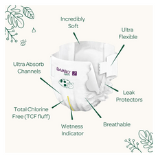 Bambo Nature Premium Eco Nappies – Size 2 Mini (3–6 kg / 7–13 lb), 180-Pack