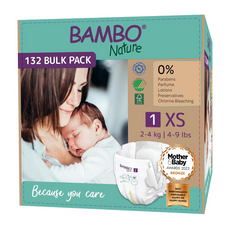 Bambo Nature Premium Eco Nappies – Size 1 Newborn (2–4 kg / 4–9 lb), 132-Pack