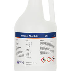 Eurolab Bottle of ethanol absolute GR on a white background