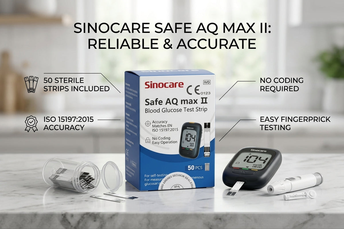 Sinocare Safe AQ MAX Test Strips Value Pack – Buy 3 Boxes, Get 1 FREE (4 x 50 Count) Sinocare