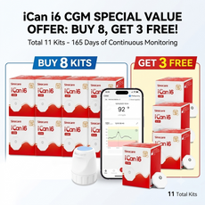 Sinocare iCan i6 Continuous Glucose Monitor 15 Days CGM Sensor Blood Sugar Monitoring Diabetes Management Smart Glucose Device Automatically Real-time 3 Minutes Readings Updates Tracking via App (Copy)