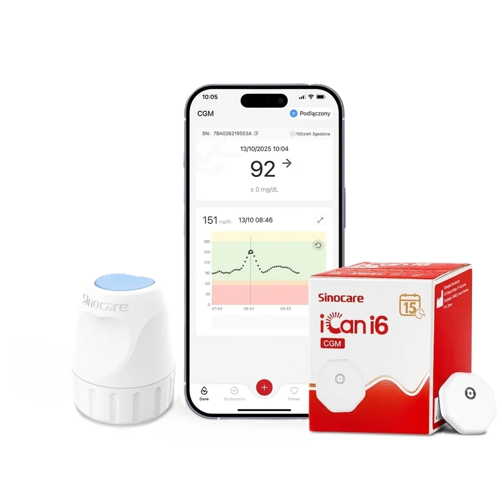 Sinocare iCan i6 Continuous Glucose Monitor 15 Days CGM Sensor Blood Sugar Monitoring Diabetes Management Smart Glucose Device Automatically Real-time 3 Minutes Readings Updates Tracking via App (Copy) Sinocare