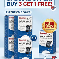 Sinocare Safe AQ MAX Test Strips Value Pack – Buy 3 Boxes, Get 1 FREE (4 x 50 Count) Sinocare