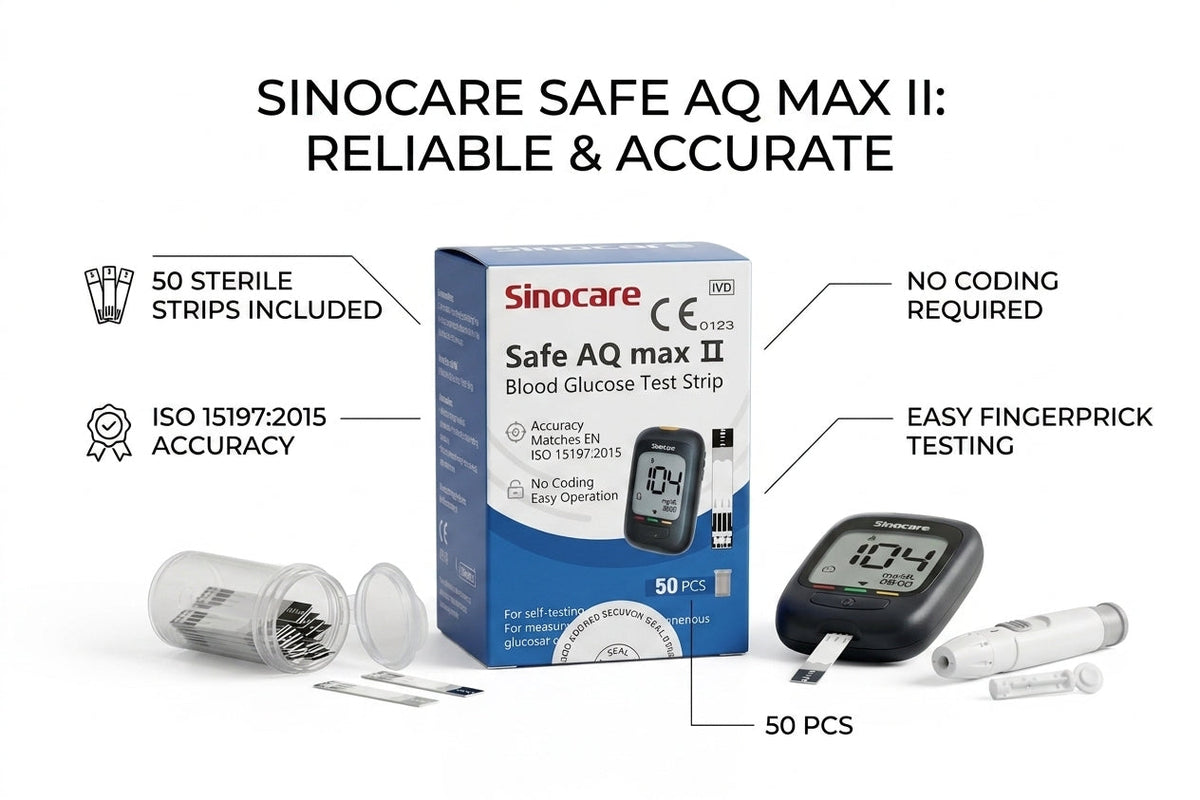 Sinocare Safe AQ MAX Test Strips Value Pack – Buy 3 Boxes, Get 1 FREE (4 x 50 Count) Sinocare
