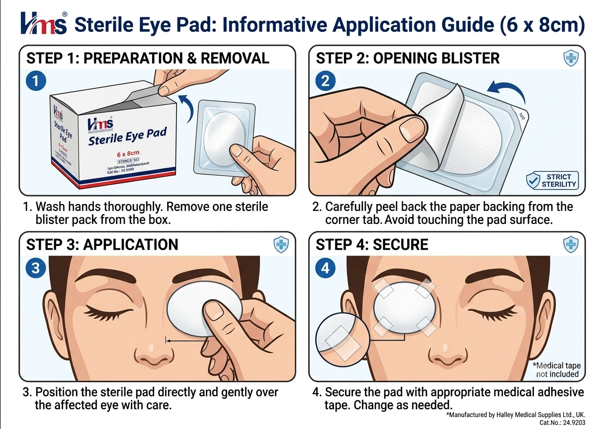 50 PCs Sterile Eye Pads - 6 x 8 cm Halley Medical Supplies Ltd.