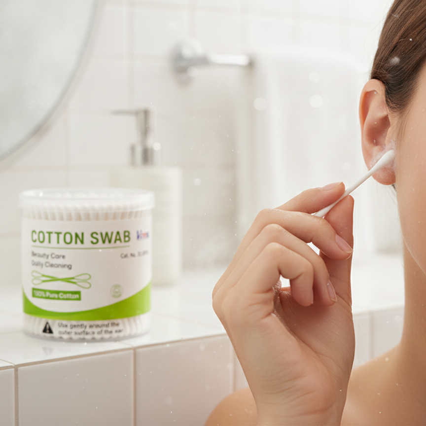 Halley Medical Supplies Ltd. Ear Buds - Pack of 3 (200 pcs each) - Round Thick Tips, 100% Cotton Swabs, Double-Tipped, Hygienic, Gentle, and Safe for Ears - Total of 900 Swabs - Assorted