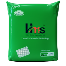 Green package of Hms under pad with gel technology on a white background