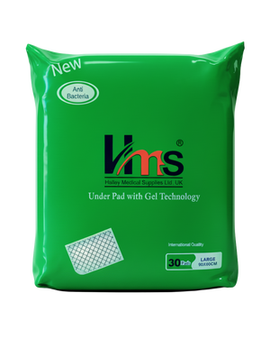 Green package of Hms under pad with gel technology on a white background