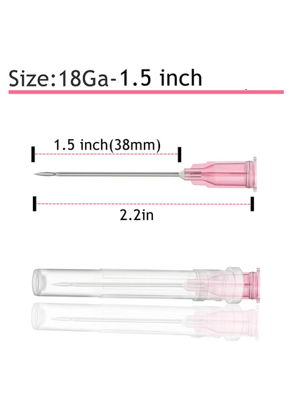 Kreireta 100PCS 18Ga 1.5" Luer Lock Dispensing Needles – Individually Sealed