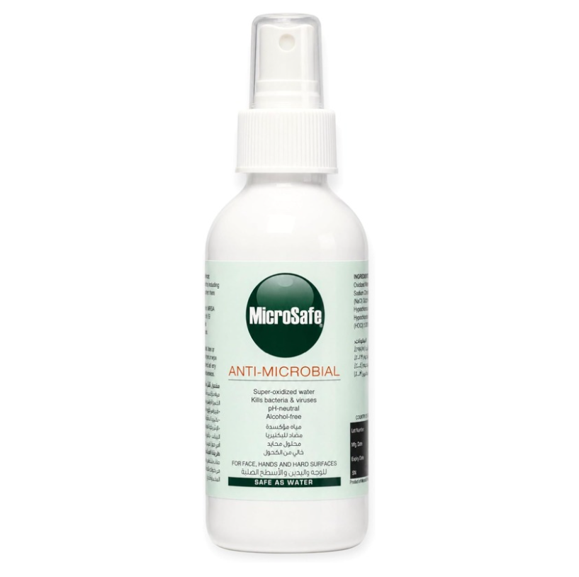 Microsafe Antimicrobial Spray 120ml – Alcohol-Free Disinfectant for Hands, Face & Surfaces | Kills Bacteria & Viruses in 30 Seconds | Natural, Non-Toxic, No Smell, No Stickiness | Super-Oxidized Water
