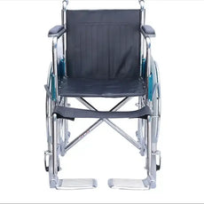Halley Medical Supplies Ltd. HMS Heavy-Duty Chromed Steel Standard Wheelchair – for Adults, Seniors, and Disabled Individuals, Weight Capacity 100 Kg