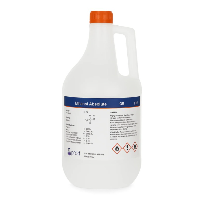 Eurolab Ethyl Alcohol (Ethanol Absolute) 99.9% Sanitizing Pure Liquid 2.5 litre Eurolab