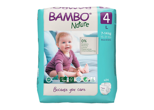 Size 4 Nappies Premium Eco Nappies, Eco-Labelled Sustainable Nappies, Enhanced Leakage Protection, Secure & Comfortable Baby Nappies, Secure & Comfortable - (15-31lb/7-14 kg), Maxi, 24PK