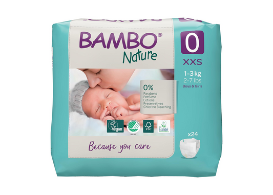 Size 0 Premium Eco Nappies, Premature (2-7lb/1-3kg) Pack of 24, XXS