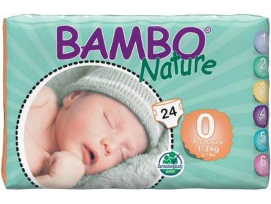 Premature Size 0 (2-6lb / 1-3kg) - Premium Eco-Nappies Pack of 24