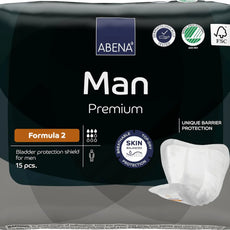 Man Formula 2 Incontinence Pads for Men, Eco-Labelled Mens Incontinence Pads, Extra Protection, Breathable & Comfortable with Fast Absorption, Discreet - 700ml Absorbency, 15PK