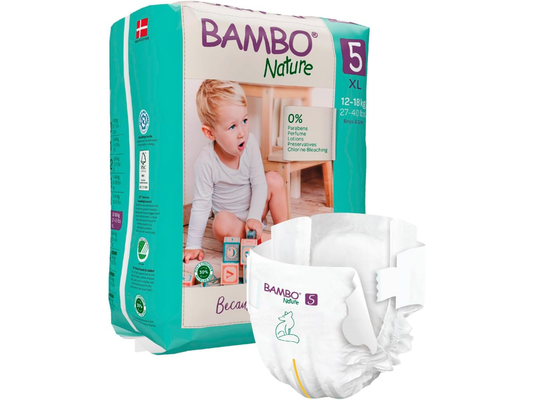 Size 5 Nappies Premium Eco Nappies, Eco-Friendly Sustainable Nappies, Enhanced Leakage Protection, Secure & Comfortable Baby Nappies, Secure & Comfortable (27-40lb/12-18kg), Junior, 22PK