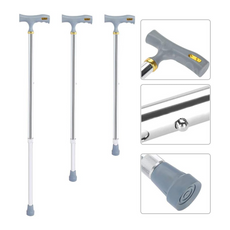 Naroote Aluminum Alloy Walking Stick – 10-Level Safety Adjustment (Silver, 24–38in) Halley Medical Supplies Ltd.