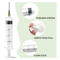 PEAKTOP 20 ml Plastic Syringe with Needle and Caps