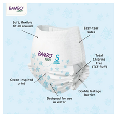 Bambo Nature Premium Swim Nappy Pants | Small Size 7-12 kg | Disposable & Eco-Labelled | Perfect Swimming Nappies for Water Activities | Swim Nappies for Babies