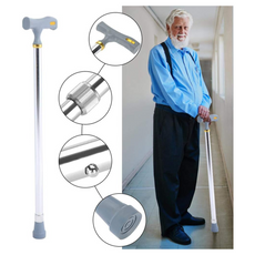 Naroote Aluminum Alloy Walking Stick – 10-Level Safety Adjustment (Silver, 24–38in) Halley Medical Supplies Ltd.