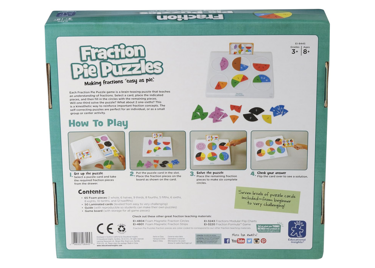 Educational Insights Learning Resources Fraction Pie Puzzles, Multicolored ,33 x 29 cm
