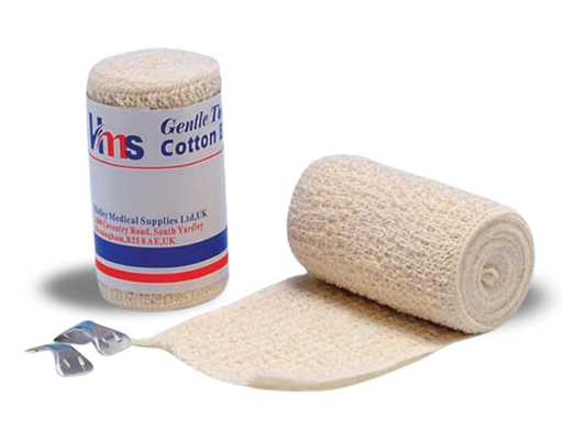 Crepe Elastic Cotton Bandage (6-Pack) - Washable & Reusable - Flexible Support for All Body Areas