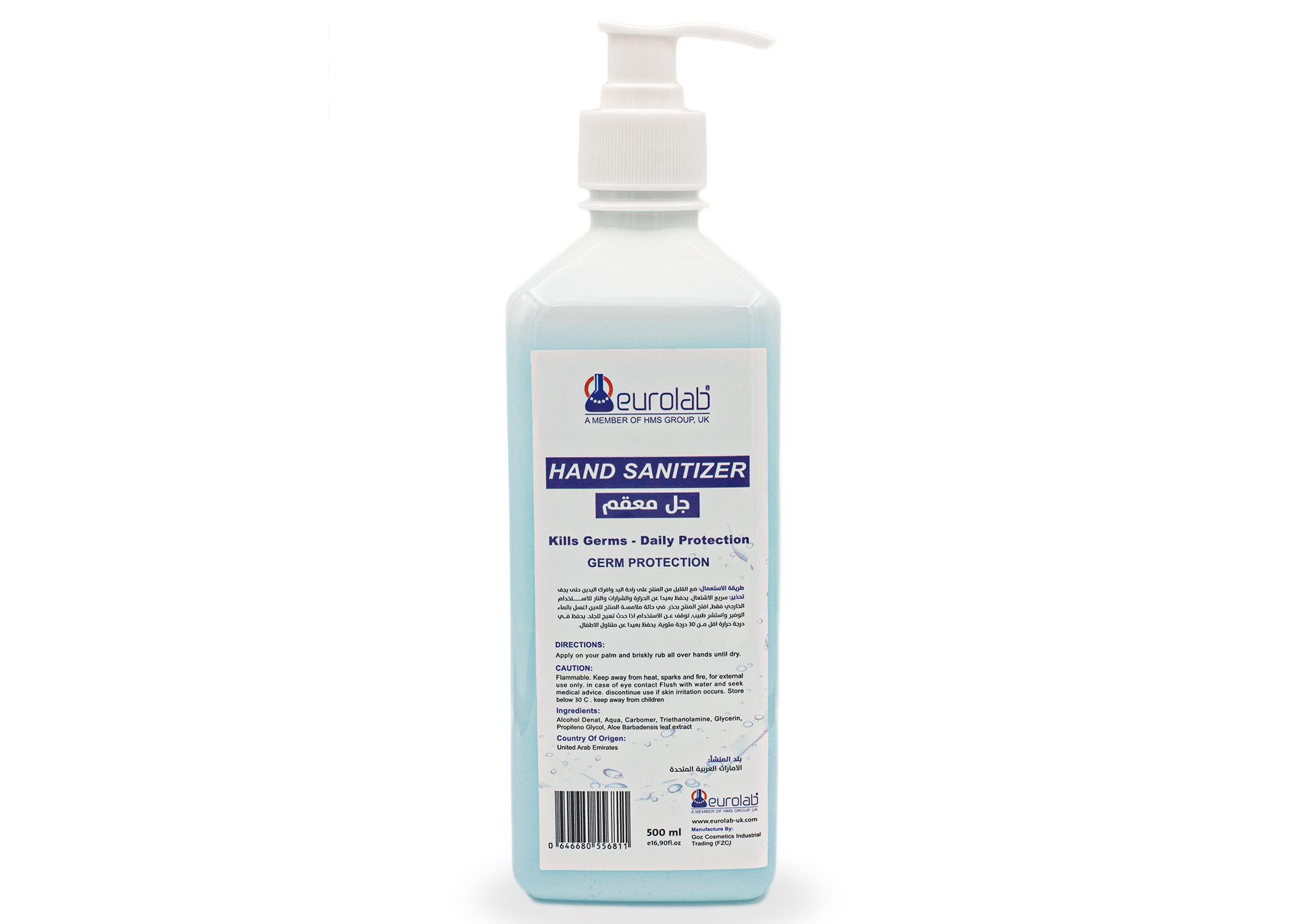 Hand Sanitizer Gel – 70% Ethyl Alcohol, 500 ml Pump Bottle – iHealthcare