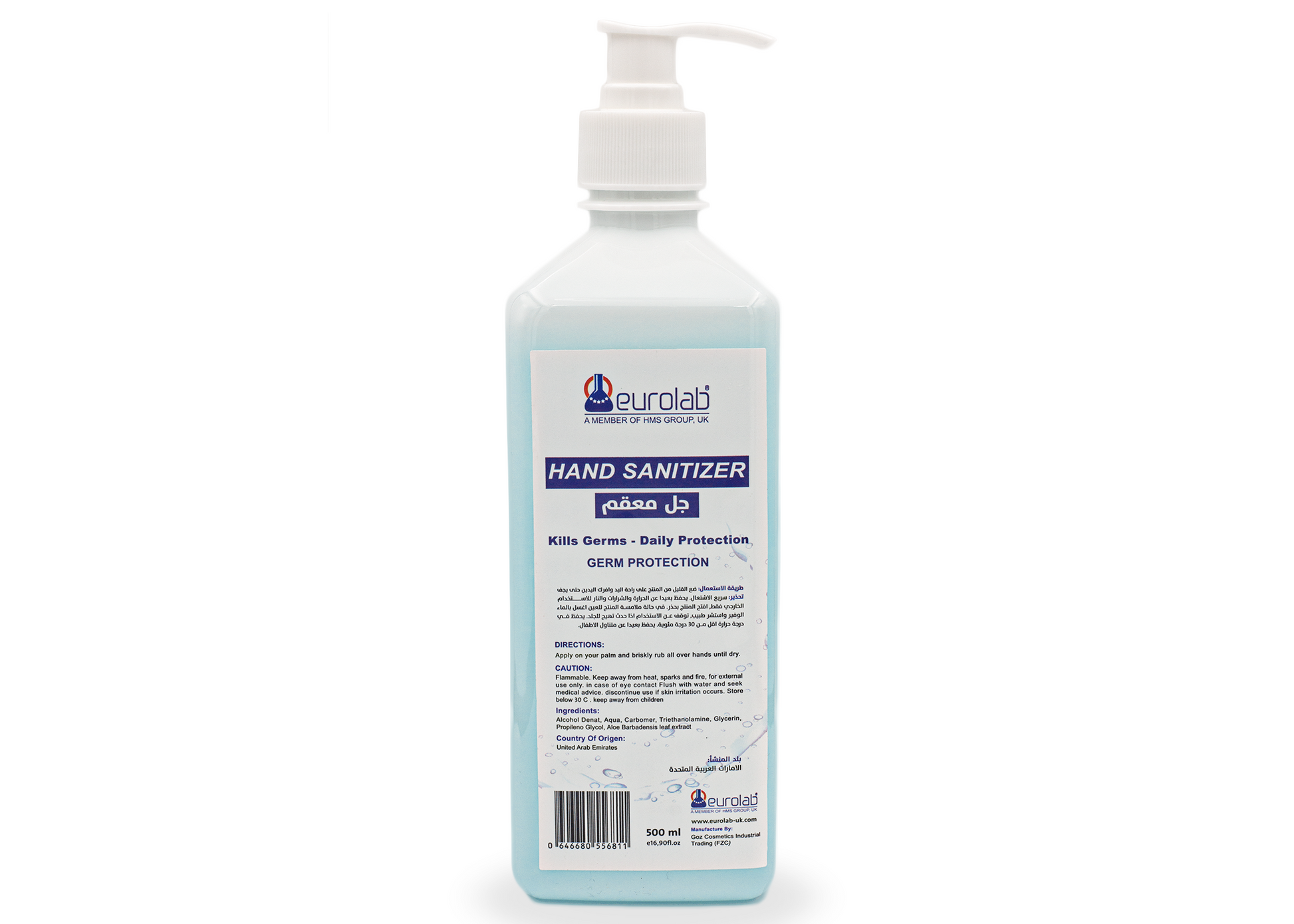 Hand Sanitizer Gel – 70% Ethyl Alcohol, 500 ml Pump Bottle - iHealthcare