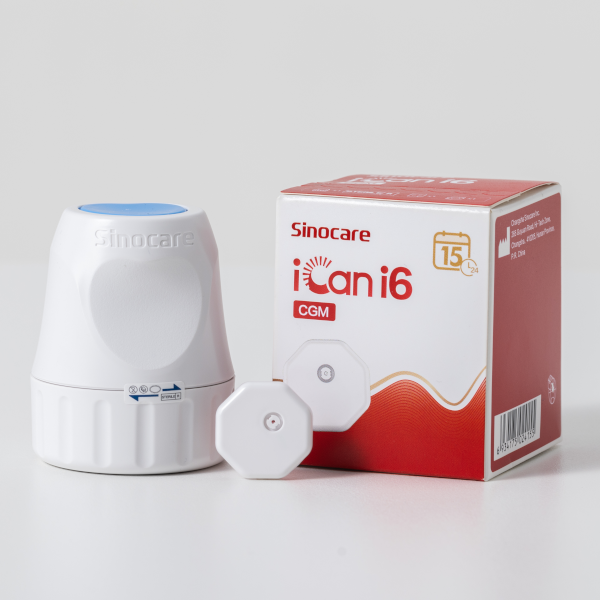 Sinocare iCan i6 Continuous Glucose Monitor 15 Days CGM Sensor Blood Sugar Monitoring Diabetes Management Smart Glucose Device Automatically Real-time 3 Minutes Readings Updates Tracking via App Sinocare